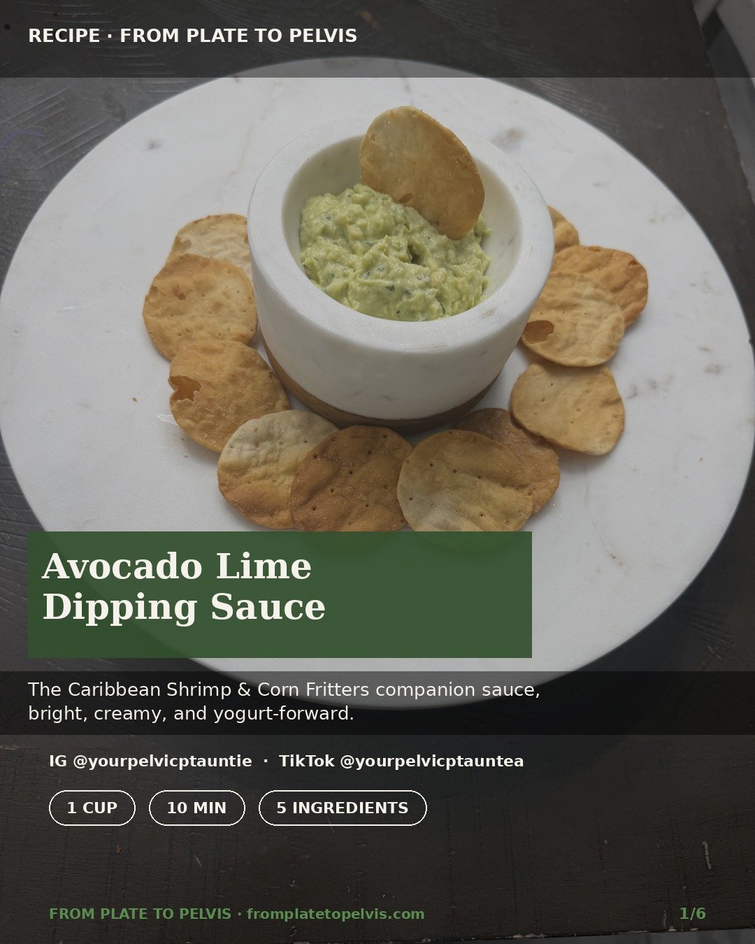 Avocado Lime Dipping Sauce, recipe cover
